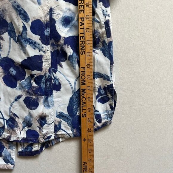 Blue Sky button down floral bamboo short sleeve blouse Sz XS - Picture 7 of 7